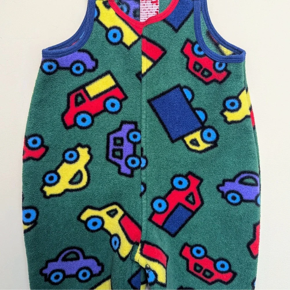 VTG Gymboree 90s Autobahn Cars Colorbock Overalls Romper Rainbow Tag 18-24 Mos.